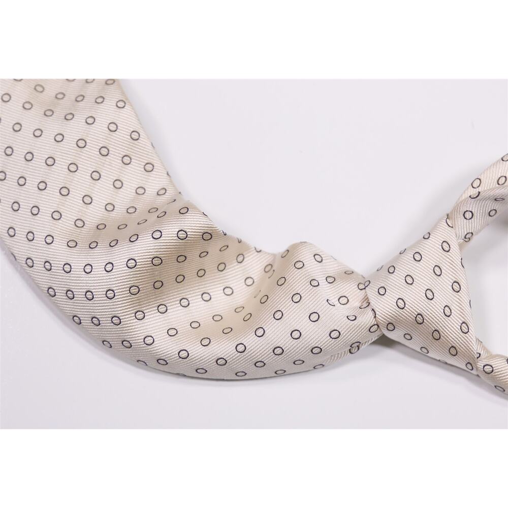 Timothy Everest Beige Black Dots Twill Silk Handmade Necktie Tie